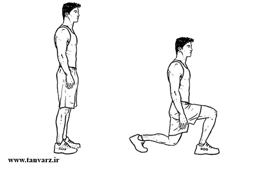 حرکت لانج یکی از ۲۰ تمرین ساده با وزن بدن