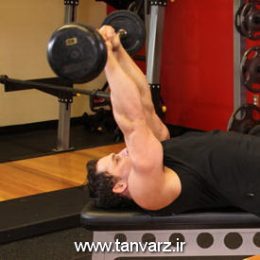 حرکت پشت بازو خوابیده با هالتر Lying Close-Grip Barbell Triceps Extension Behind The Head